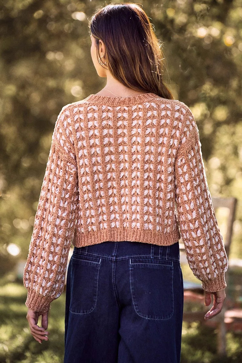 Soft Chenille Yarn Textured Button Sweater Cardigan Secondary image
