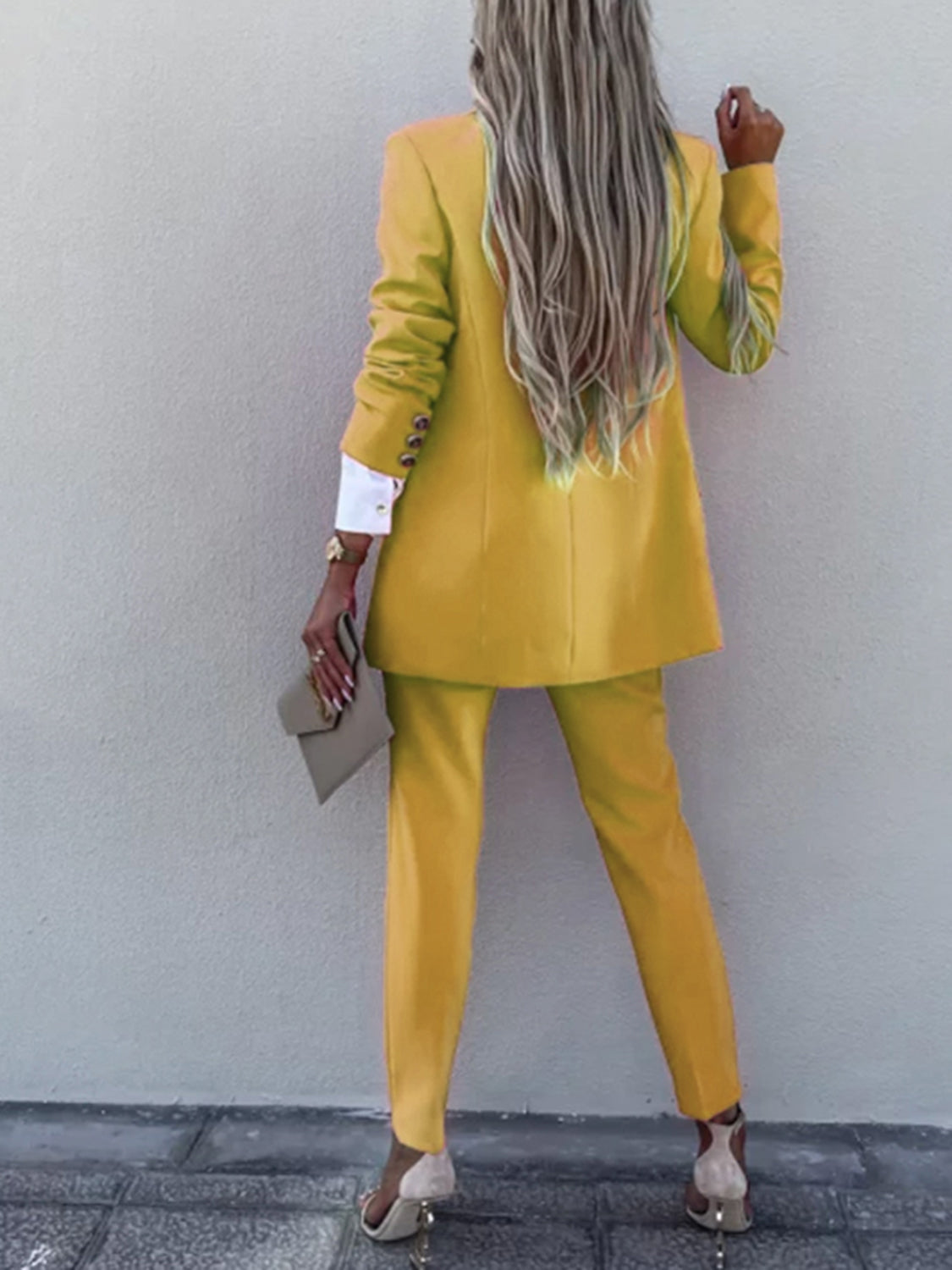 Lapel Collar Blazer and Pants Set Secondary image