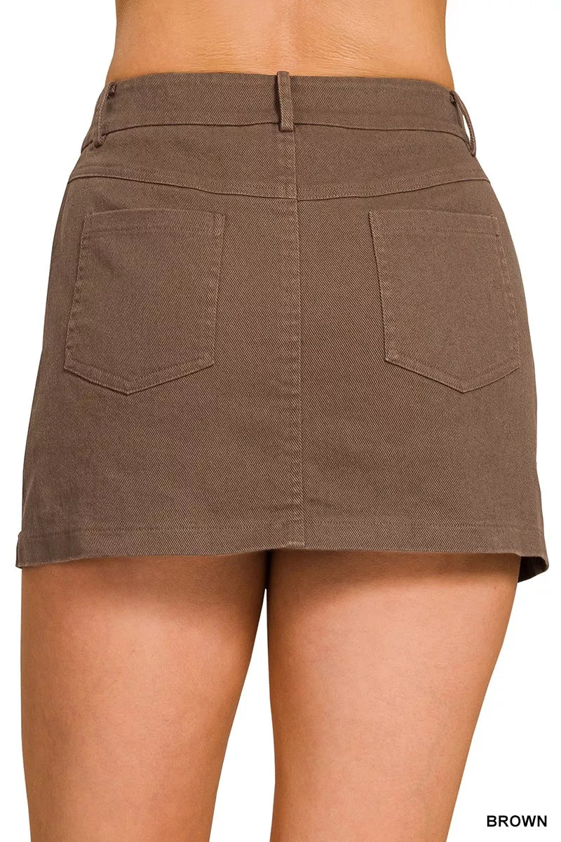 Zenana Cotton Twill Mini Skirts Secondary image