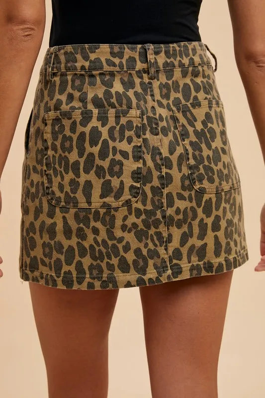 Leopard Denim Mini Skirt Secondary image