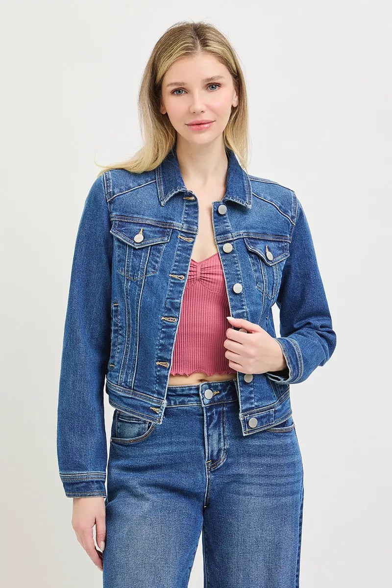 Fitted Button-Down Denim Jacket Secondary image