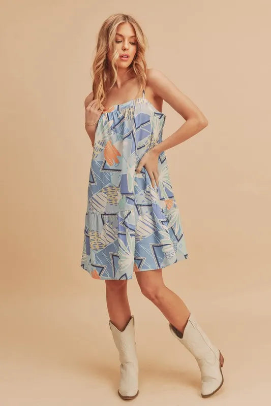 Aemi + Co Printed Ruffled Hem Mini Dress Secondary image