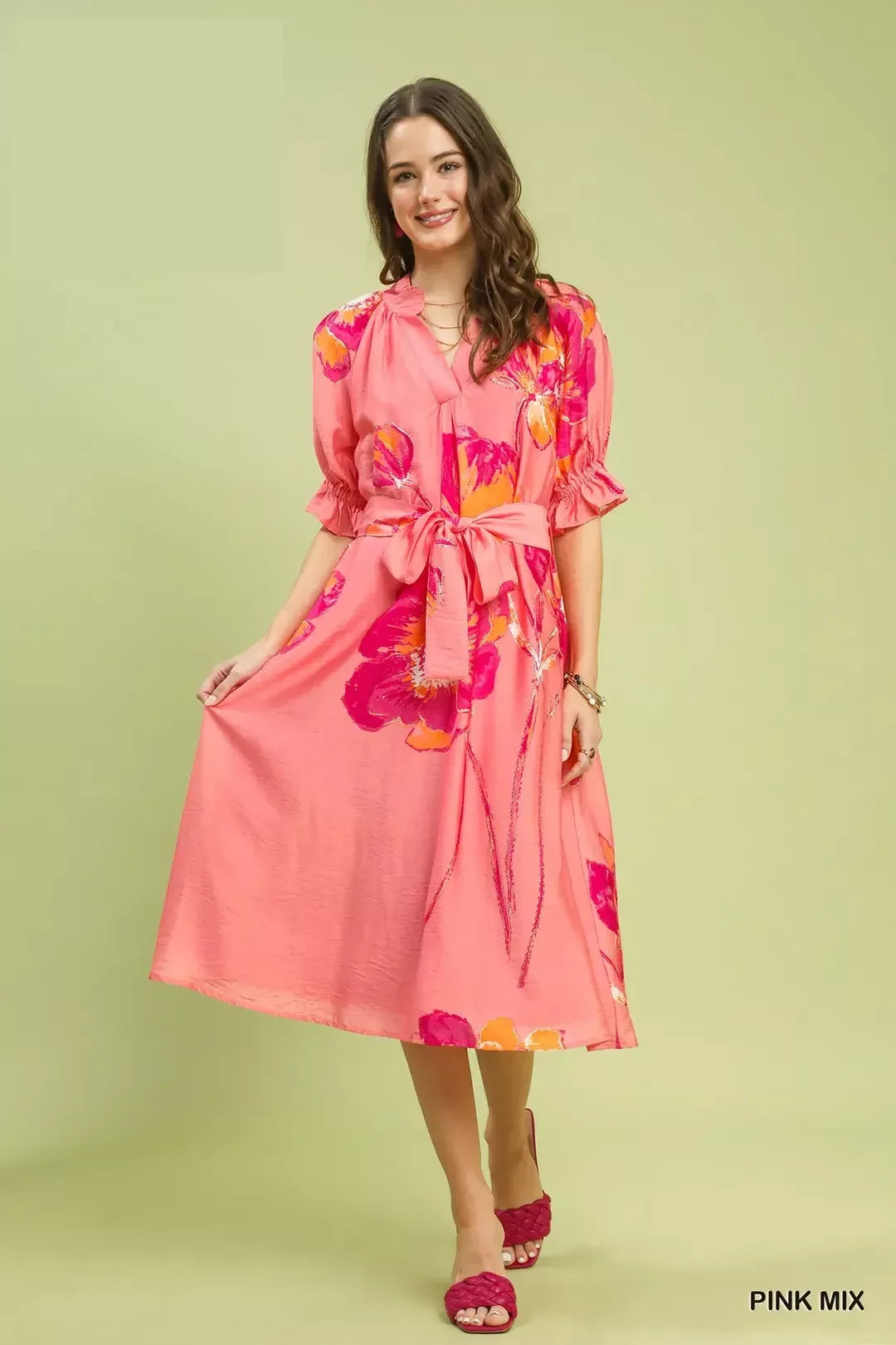 Floral Flounce Sleeve Midi Dress Secondary image