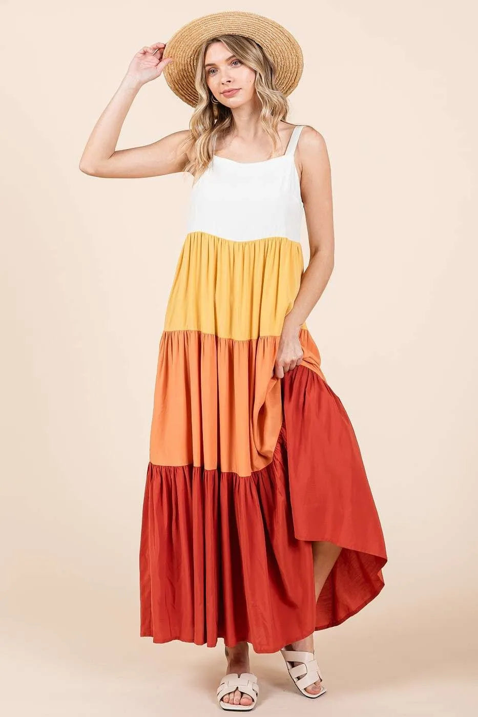 Color Block Tiered Maxi Dress Secondary image