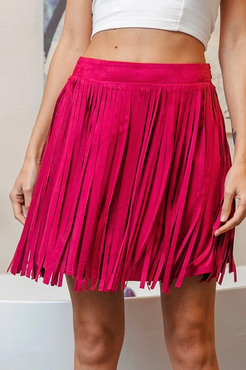 Bohemian Fringe Suede Skirt Secondary image