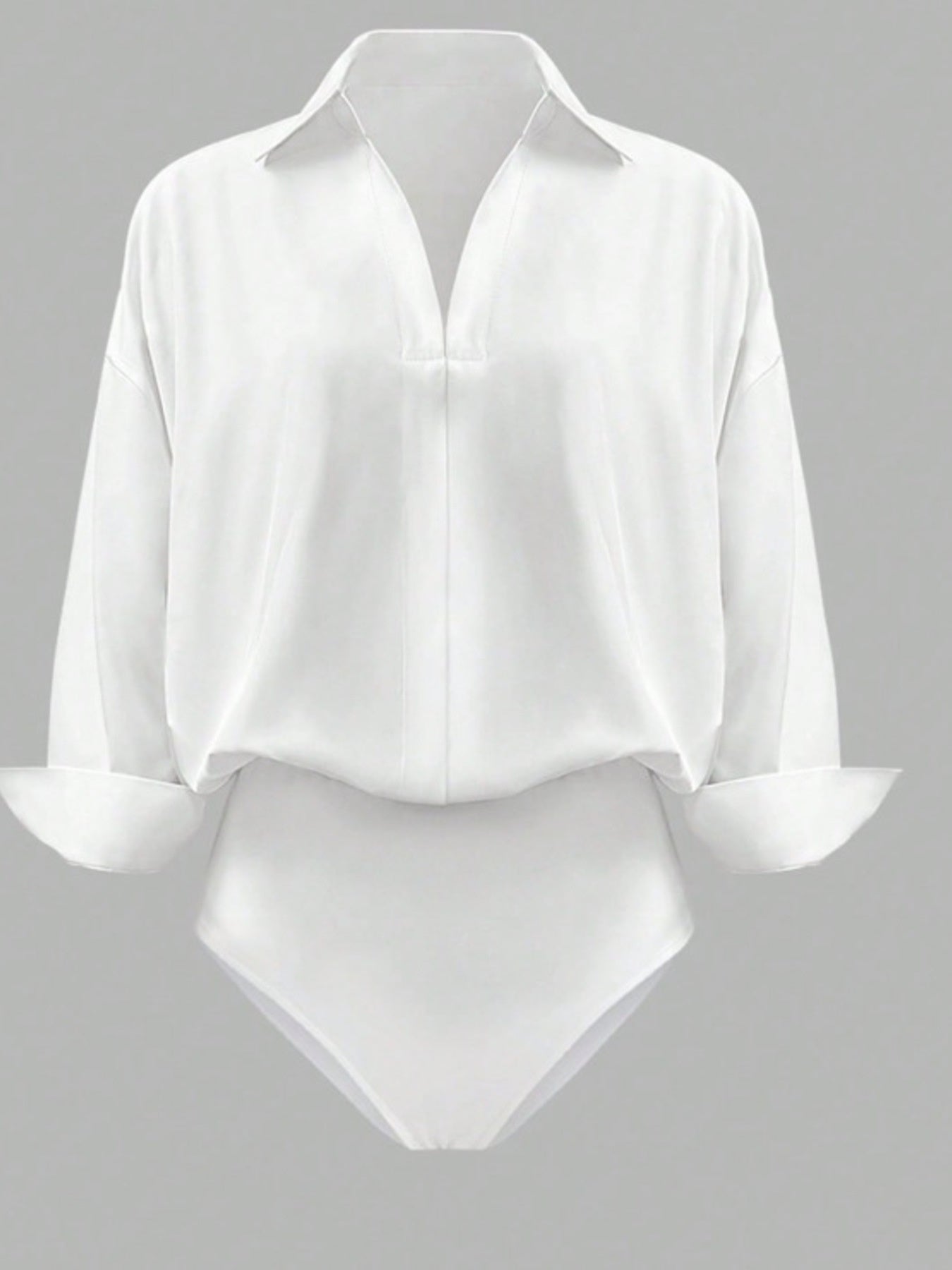 Button-Down Long Sleeve Polyester Bodysuit Secondary image