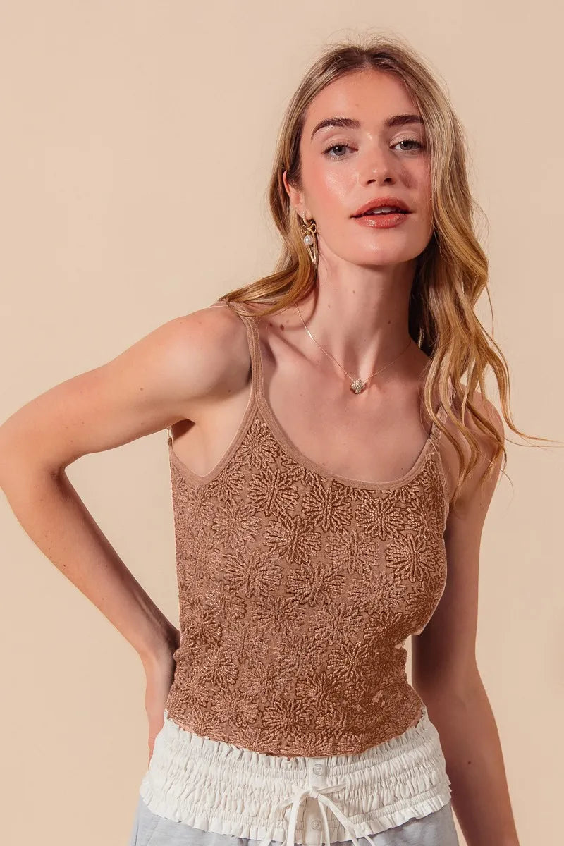 Two Tone Floral Seamless Tank Top Secondary image