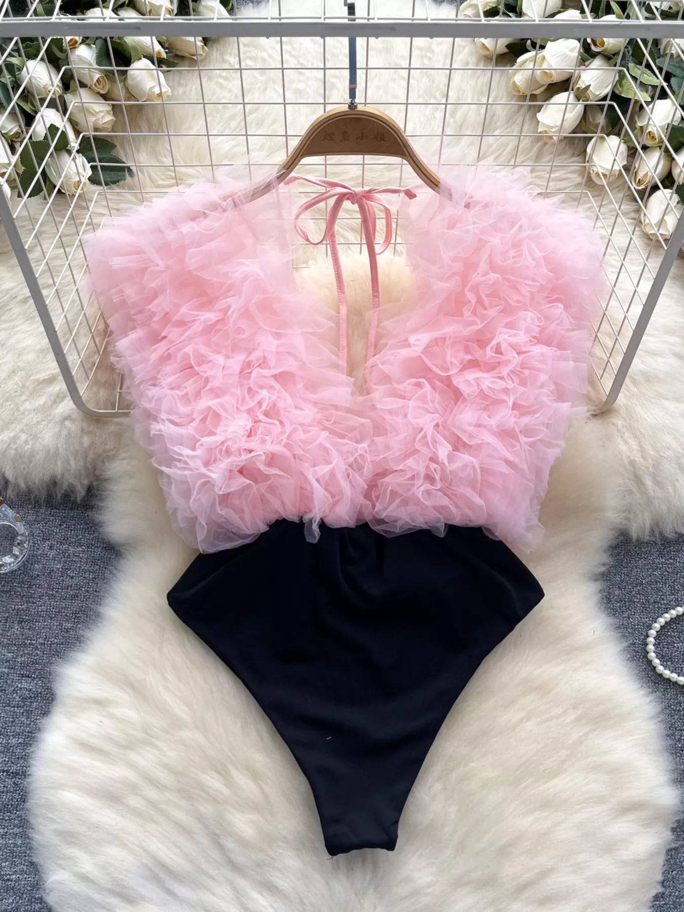 Ruffle Trim Sleeveless Bodysuit Secondary image