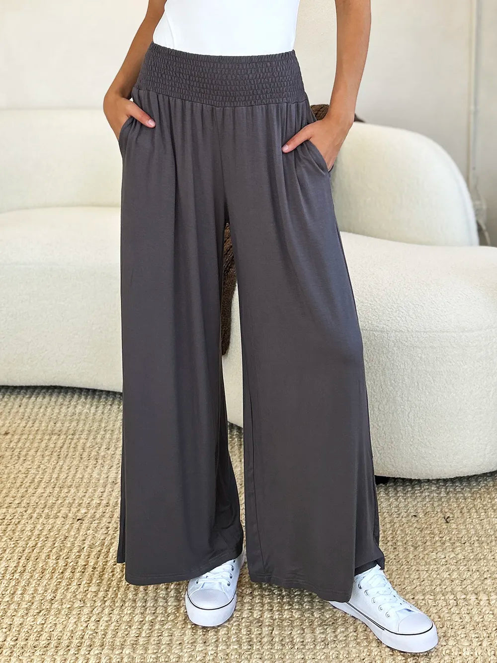 Basic Bae Smocked Wide Leg Pants Secondary image