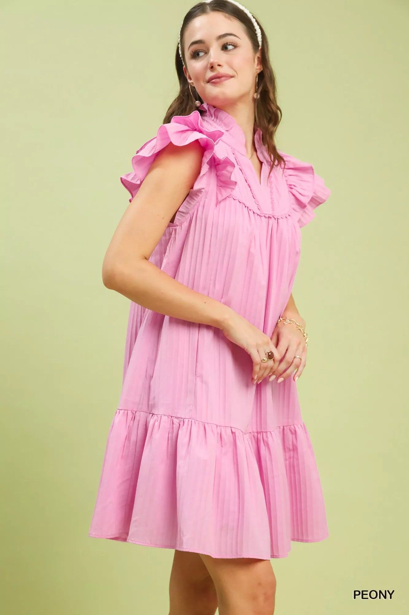 Umgee Flutter Sleeve Tiered Dress Secondary image