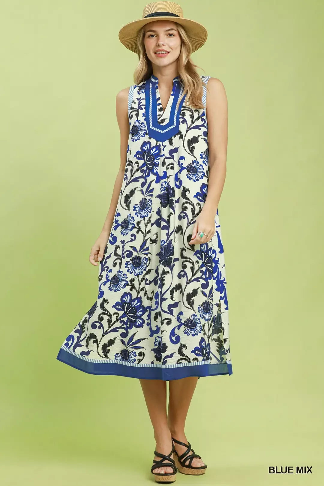 Umgee Floral Scroll Midi Dress Secondary image
