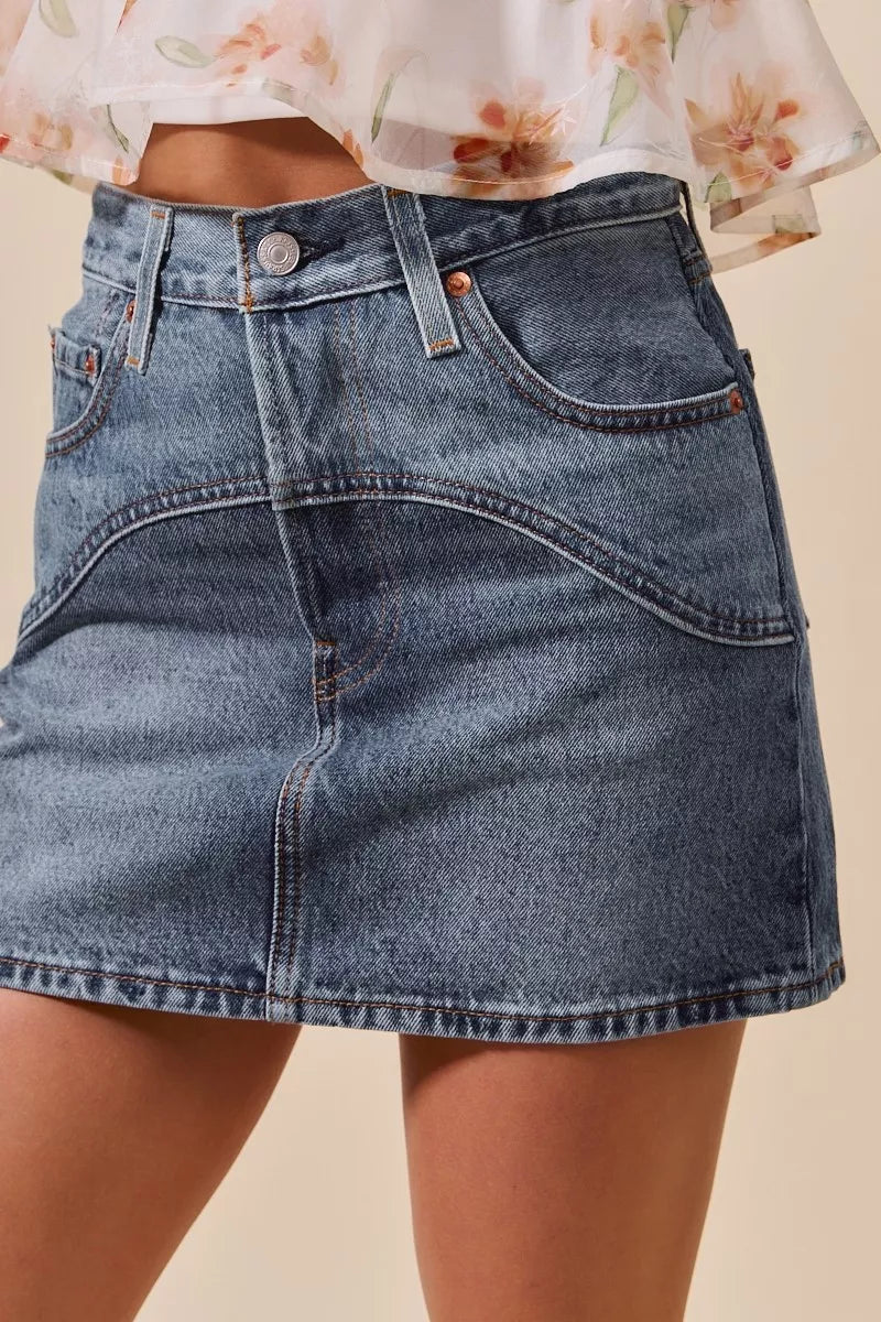 Washed Denim Mini Skirt Secondary image