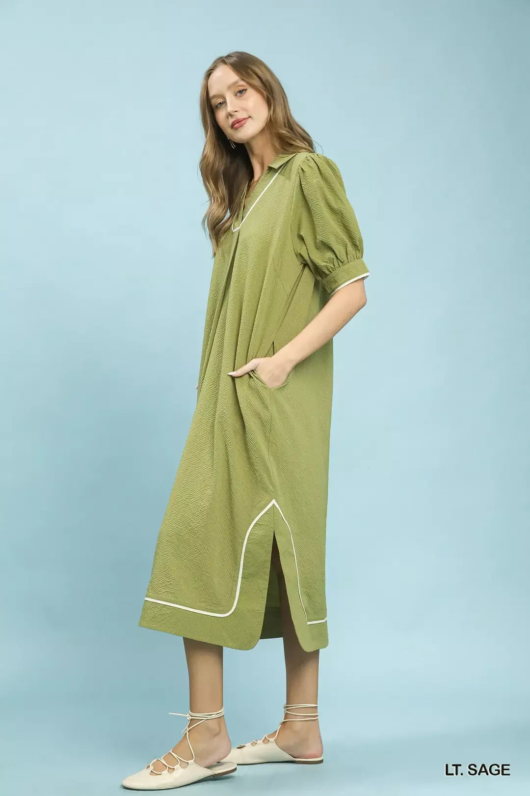 Umgee Seersucker Midi Dress Secondary image