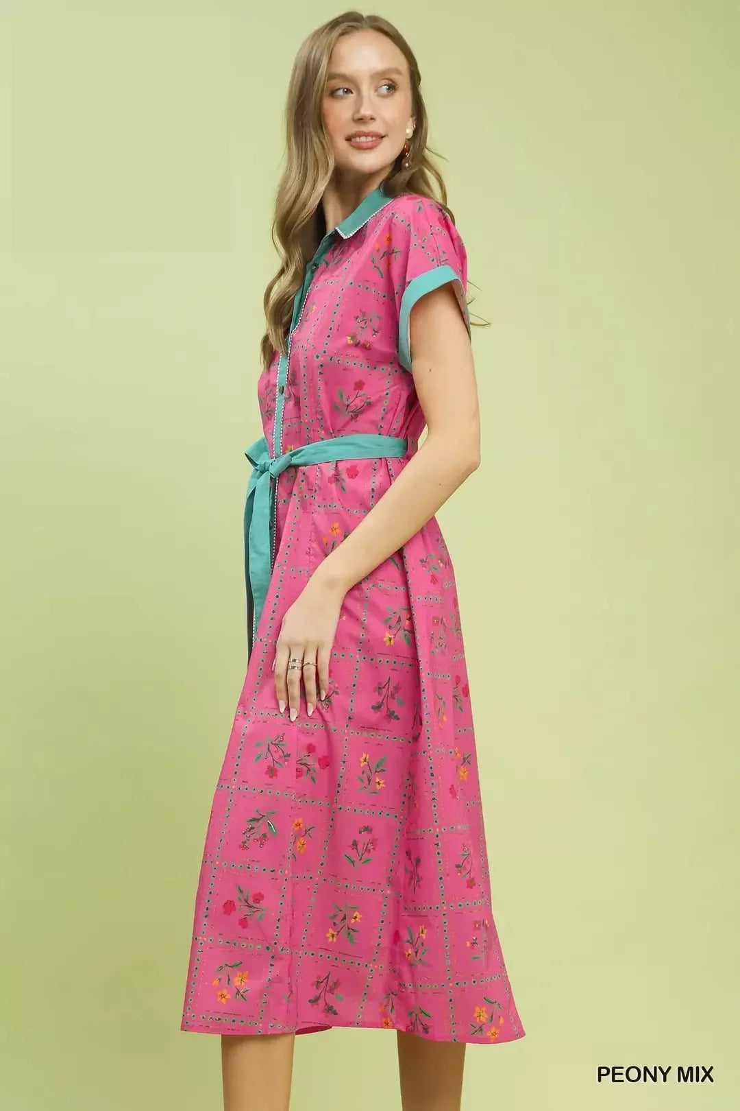 Umgee Mix Floral Button-Front Midi Dress Secondary image