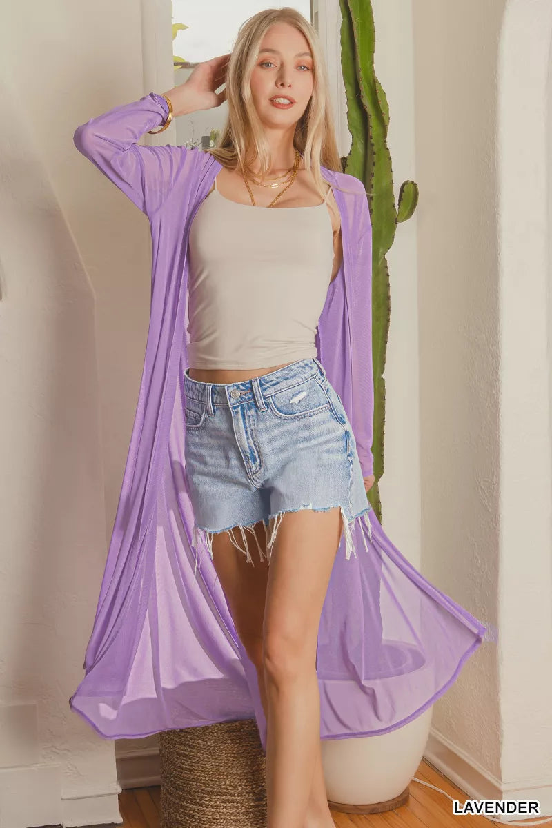 Mesh Open Front Cardigan with Long Sleeves Secondary image