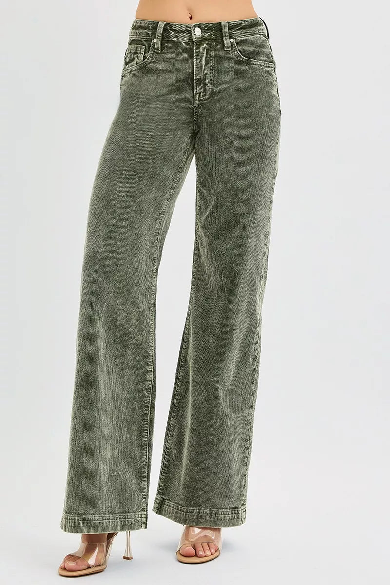 RISEN Full Size High Rise Wide Leg Corduroy Jeans Plus Size Secondary image