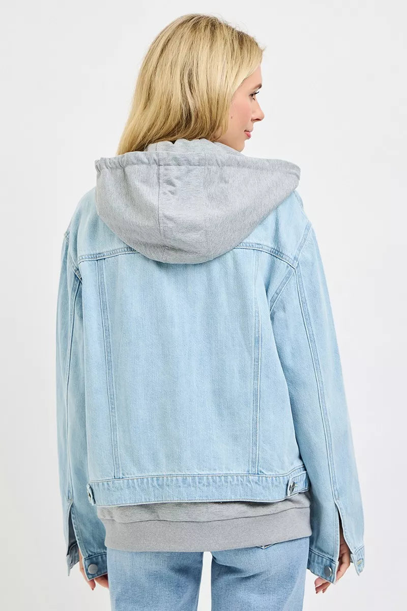 Oversized Buttoned Hoodie Jacket with Drawstring Pockets Secondary image