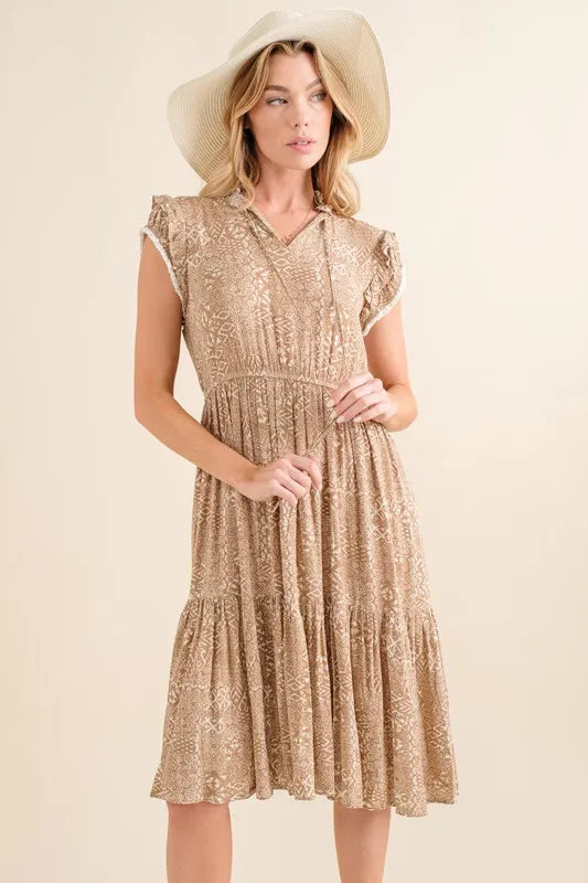 Boho Printed Tiered Maxi Dress Secondary image