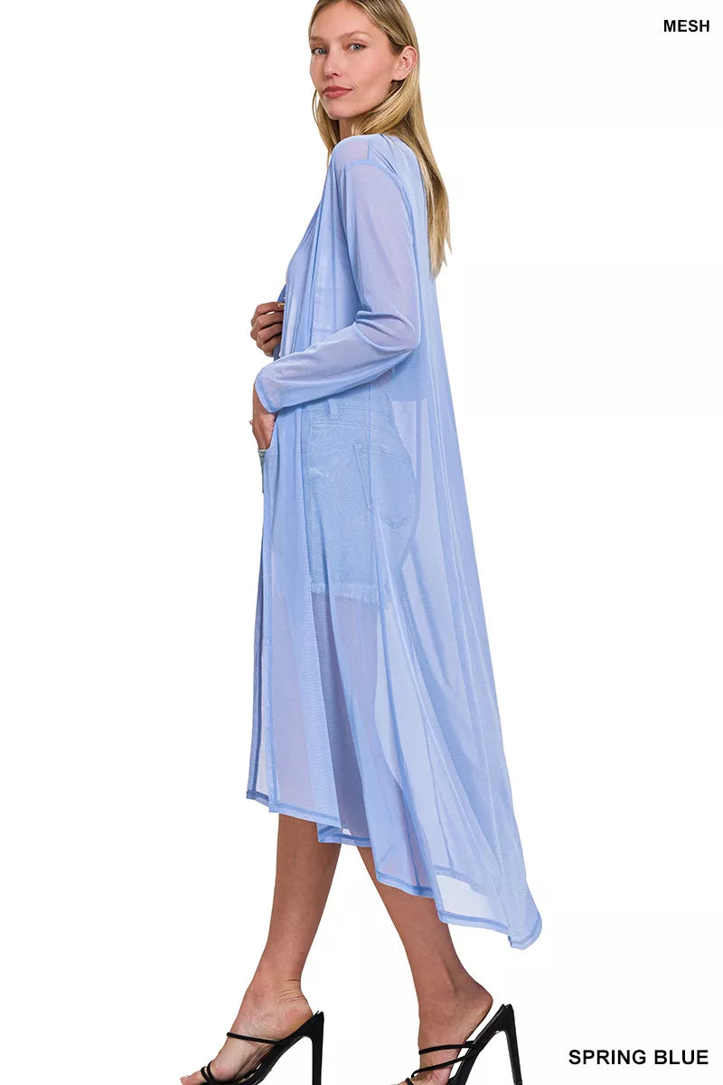 Mesh Open Front Cardigan with Long Sleeves Secondary image