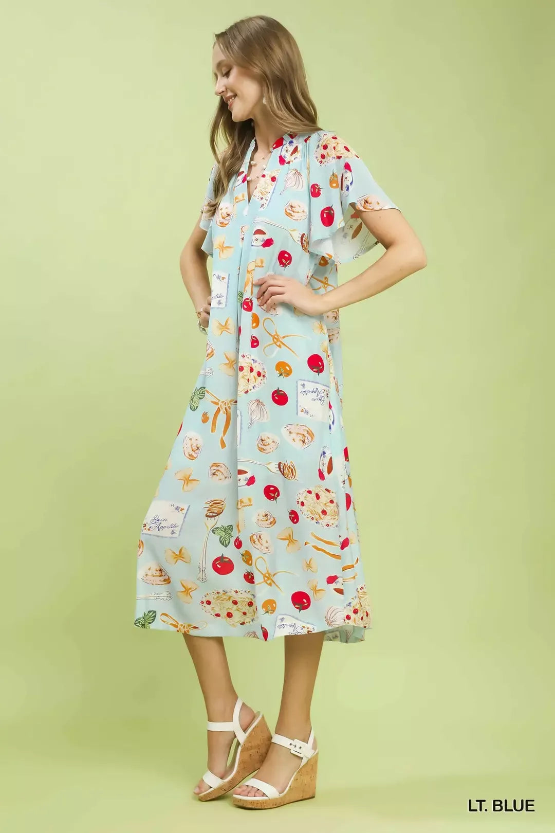 Umgee Abstract Print Flutter Sleeve Midi Dress Secondary image