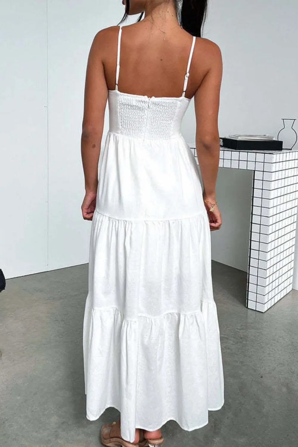 Cut-Out Tiered Dress with Spaghetti Straps Secondary image
