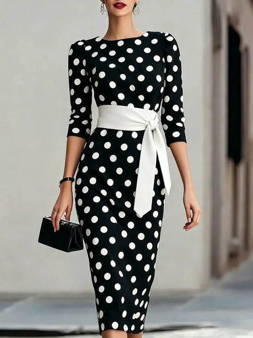 Polka Dot 3/4 Sleeve Dress