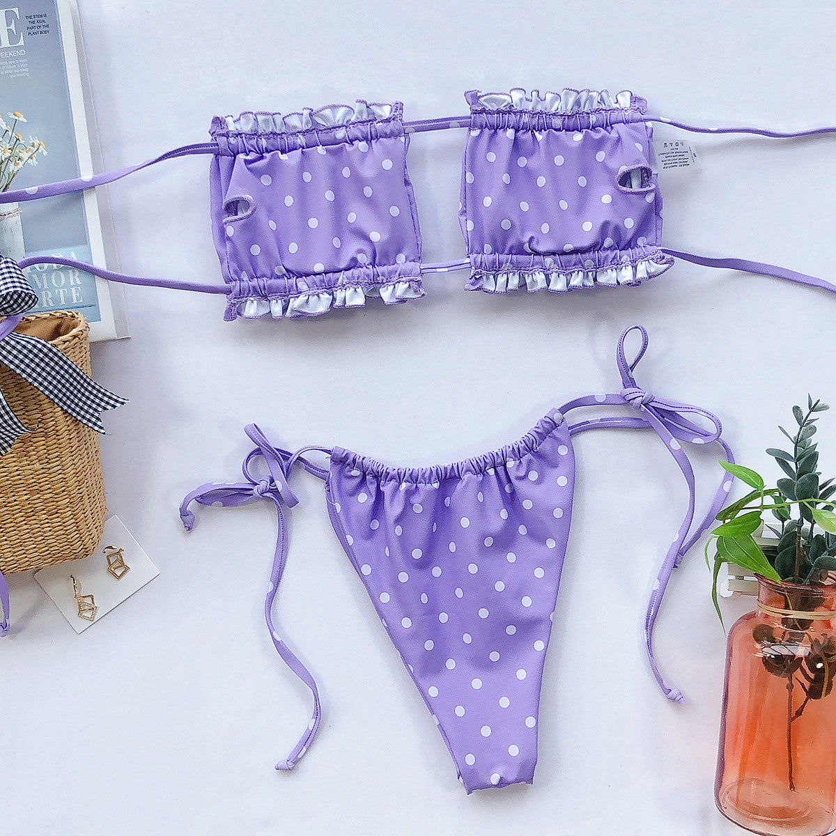 Frill Trim Ruched Bikini Set Secondary image
