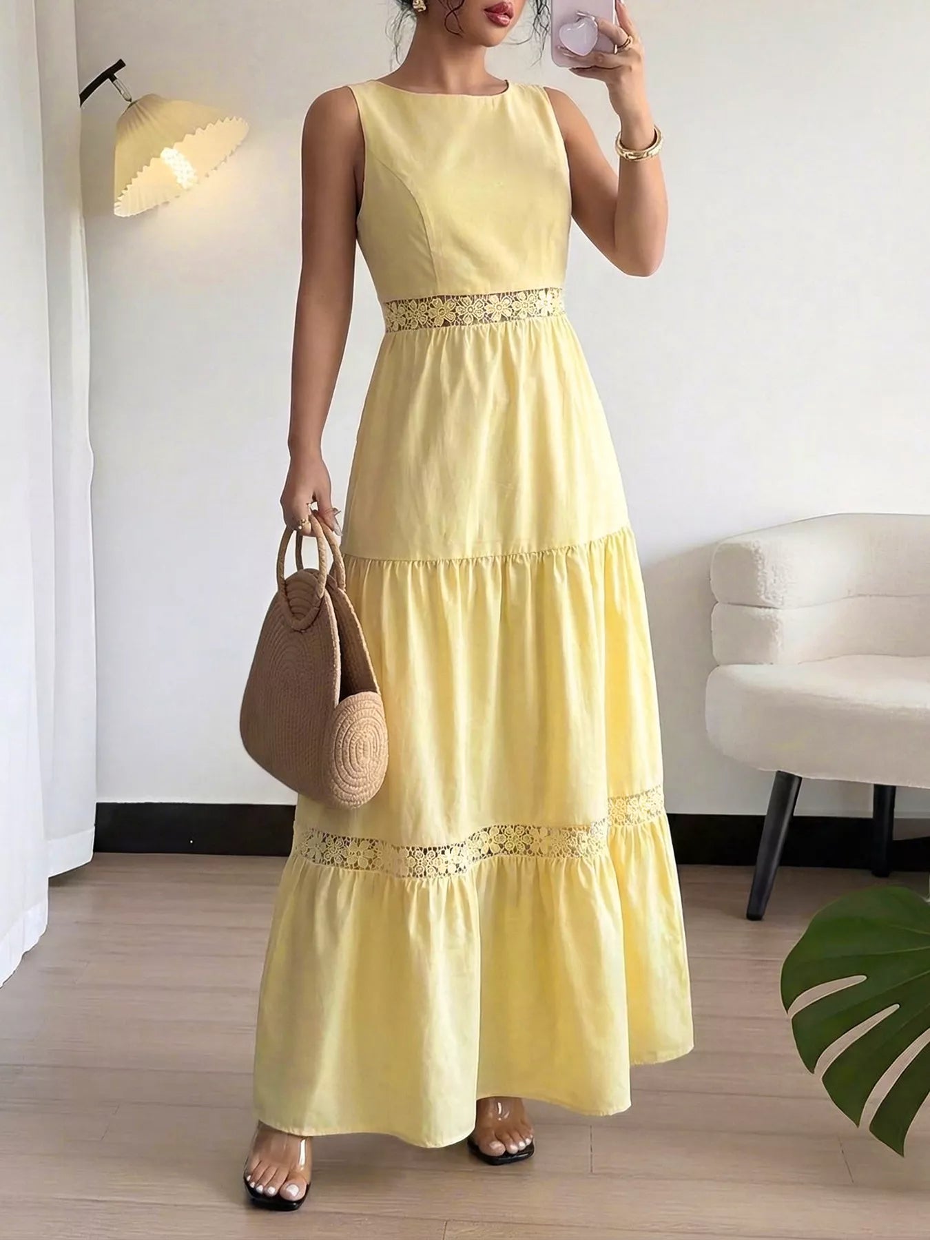 Lace Trim Sleeveless Maxi Dress Secondary image