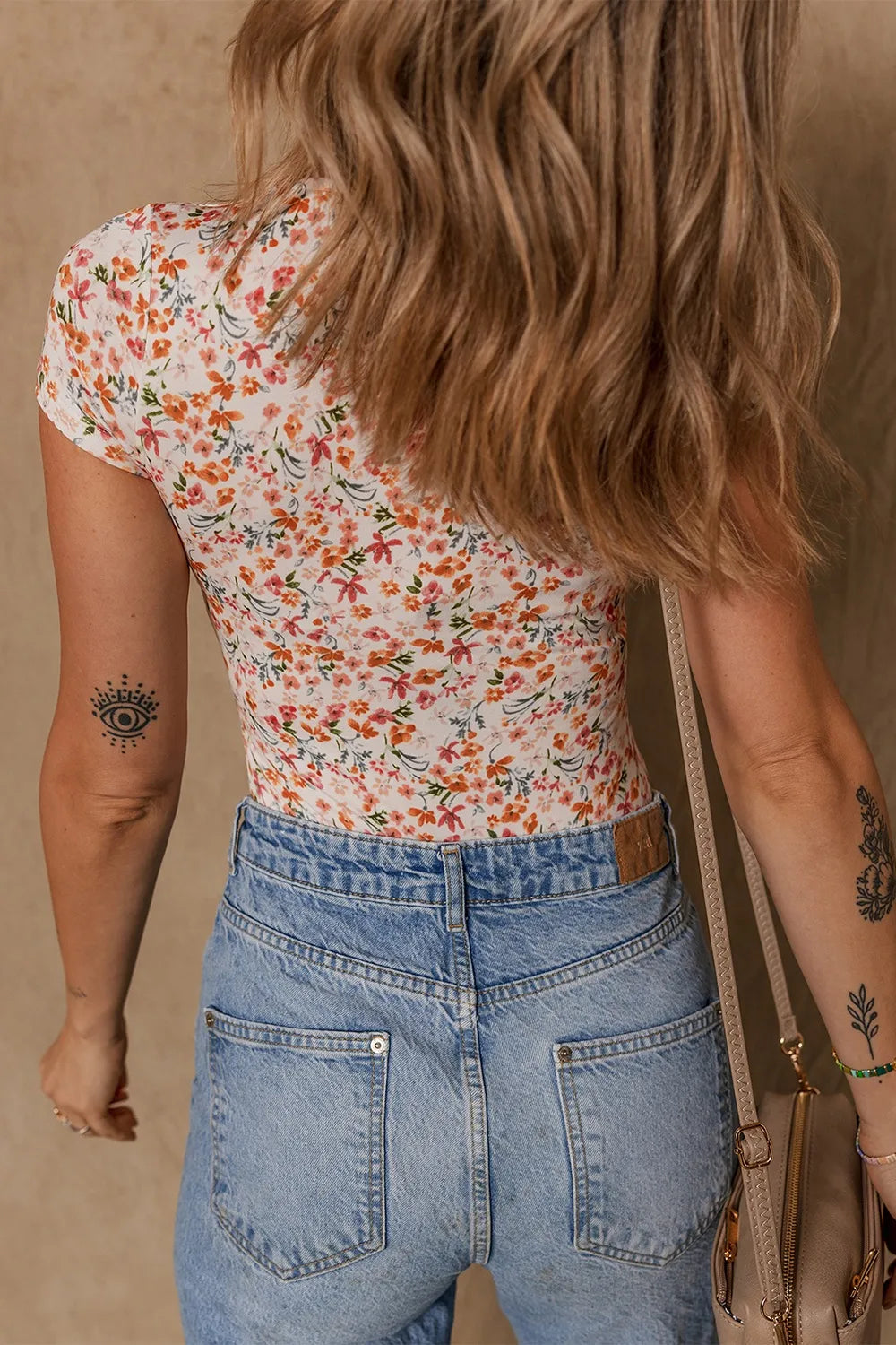 Printed Ruched Short Sleeve Bodysuit Secondary image