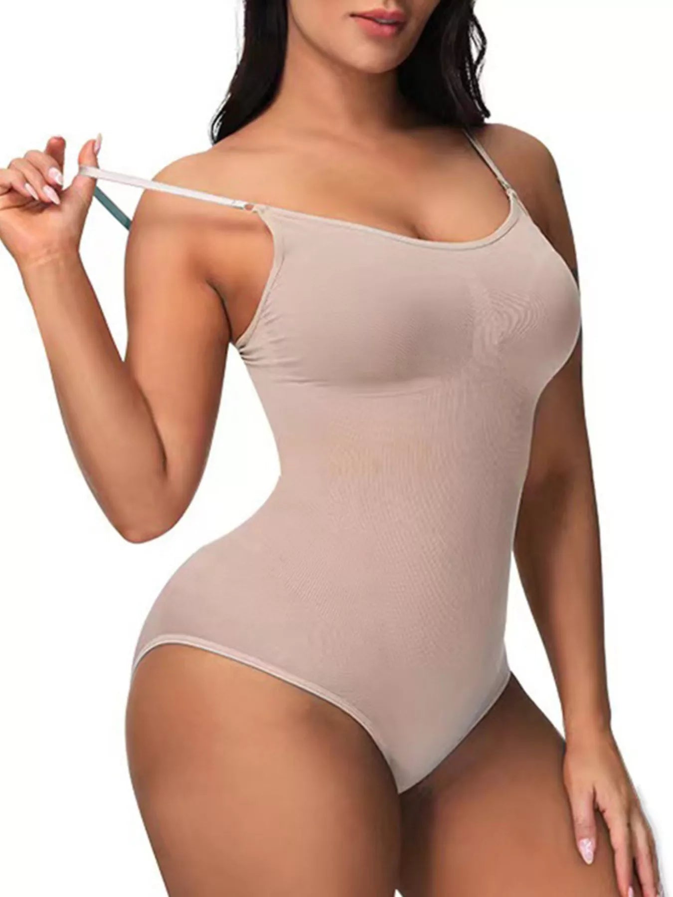 Seamless Scoop Neck Shaping Bodysuit Stretchy Basic Style Secondary image