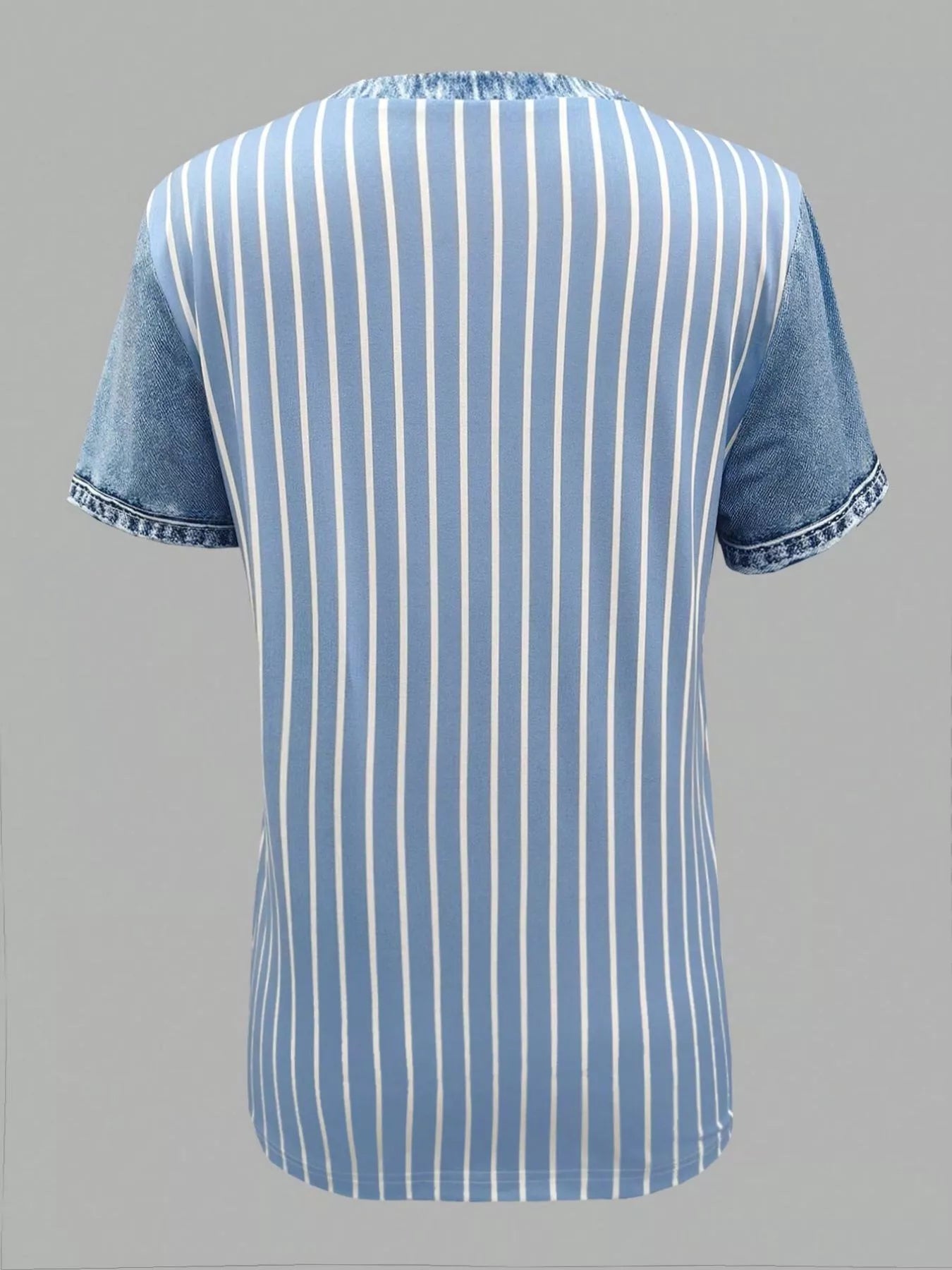 Chic Denim Patchwork Blouse Secondary image