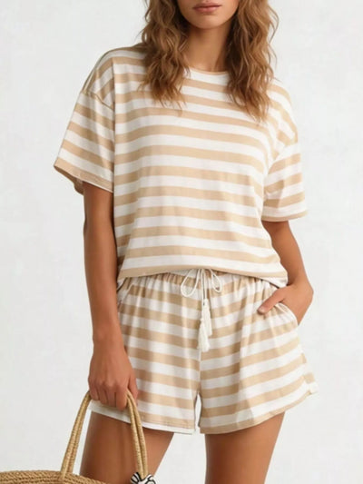 Striped Tee and Shorts Set