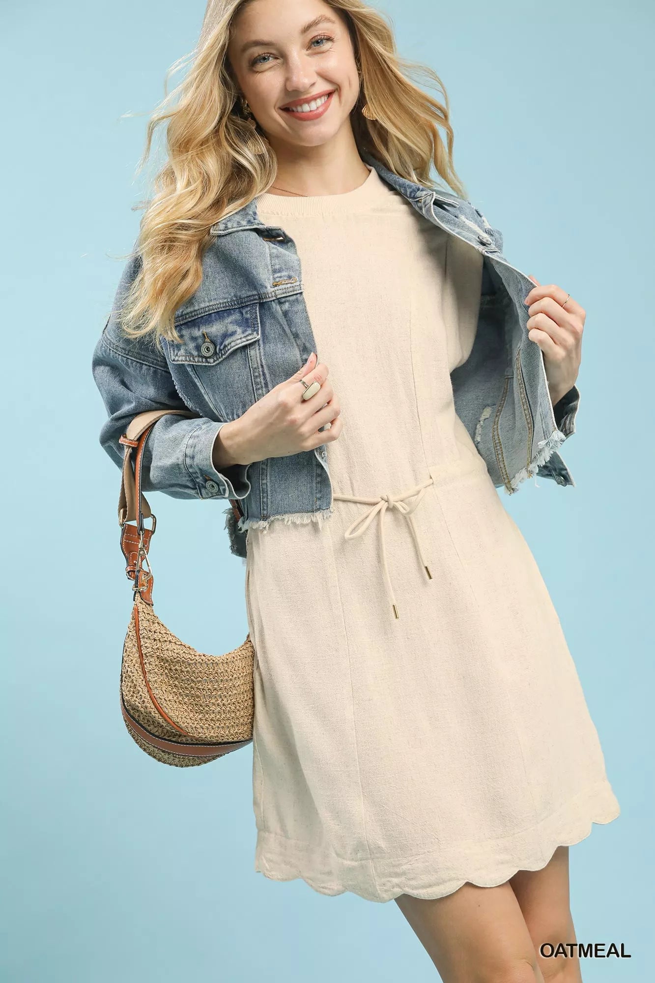 Umgee Linen Blend Scallop Hem Mini Dress Secondary image