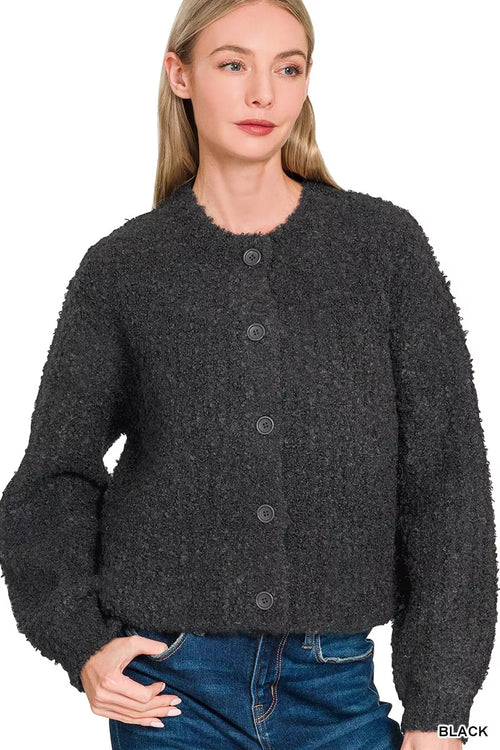 Button Down Wool Blend Cardigan Sweater