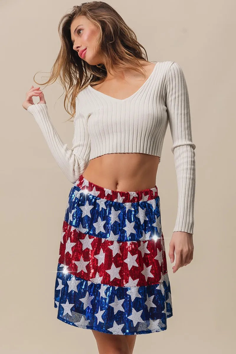 Patriotic Star Sequin Tiered Skirt Secondary image