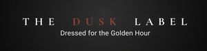 The Dusk Label white inverse logo with terracotta DUSK